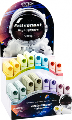 Display textmarker neon si pastel Astronaut, Writech, 96 buc/set
